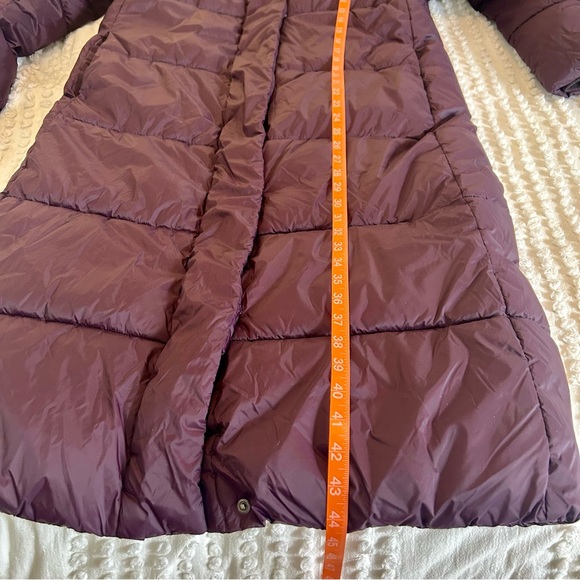 Banana Republic Dark Purple Long Hooded Oversized Puffer Jacket Sz Small Tall - Picture 9 of 10